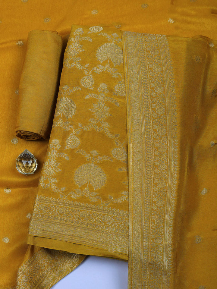 Woven Design Chanderi Unstitched Suit With Pant &amp; Dupatta