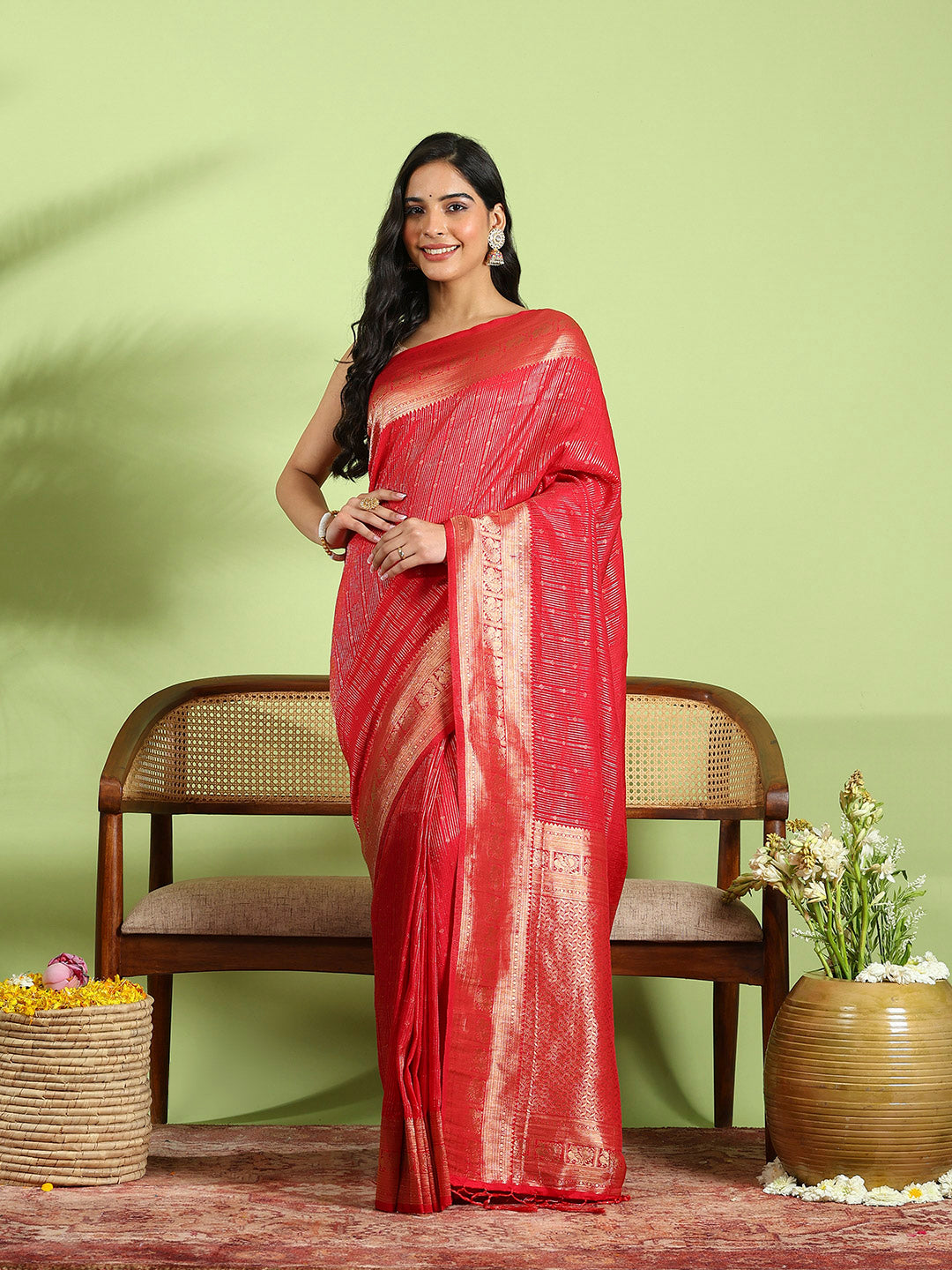 Plain Crepe Saree