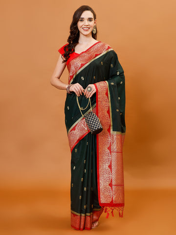 Zari Border Booti Handloom Woven Saree