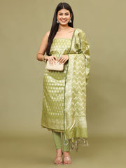 Woven Chanderi Unstitched Suit With Dupatta