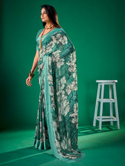 Digital Floral Print Chiffon Saree