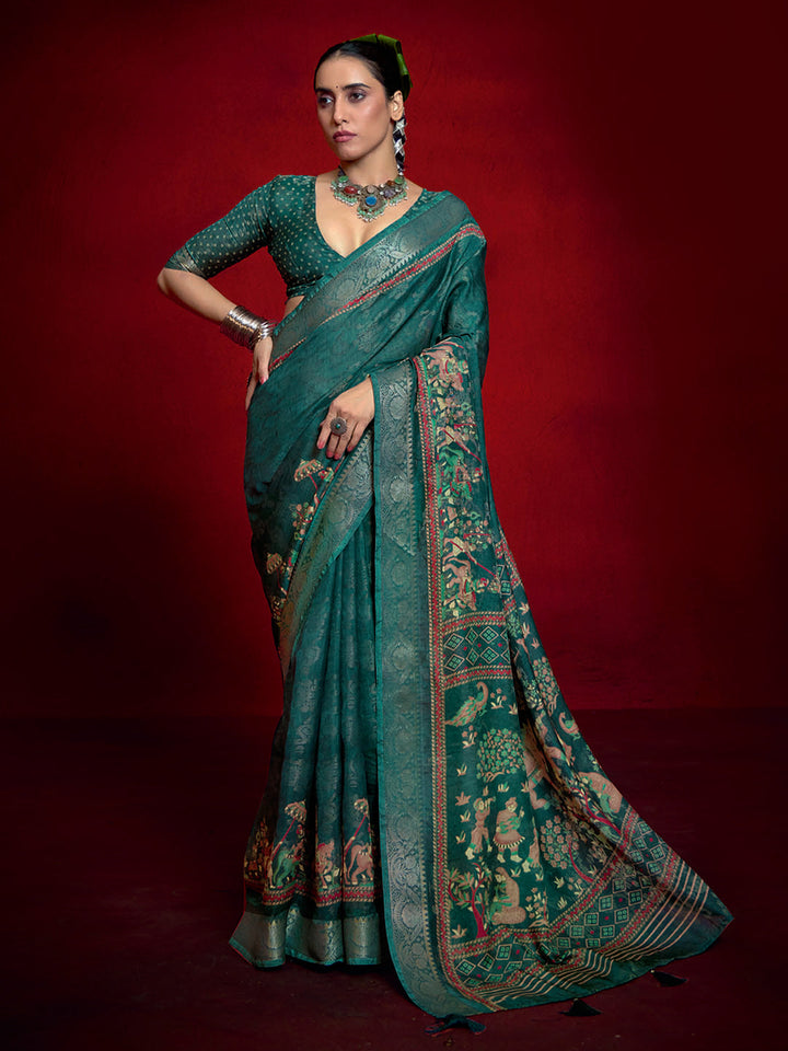 Abstract Printed Art Silk Saree