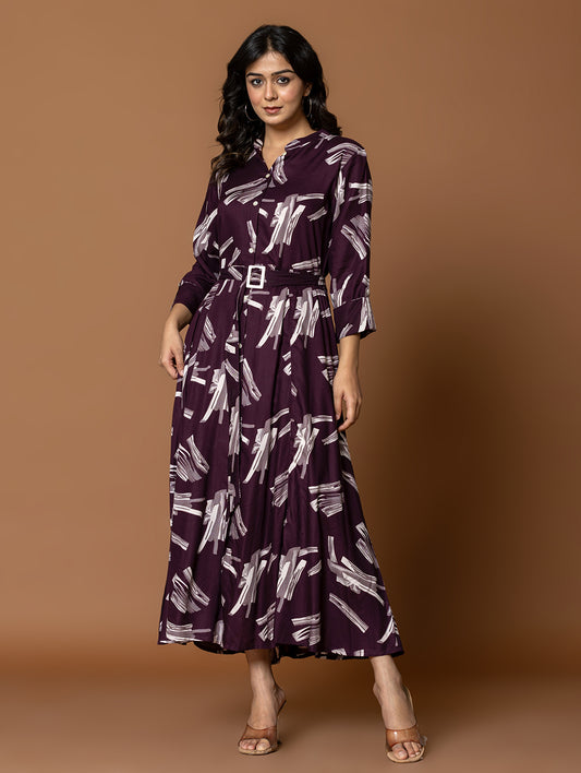 Printed Cotton Blend Dress