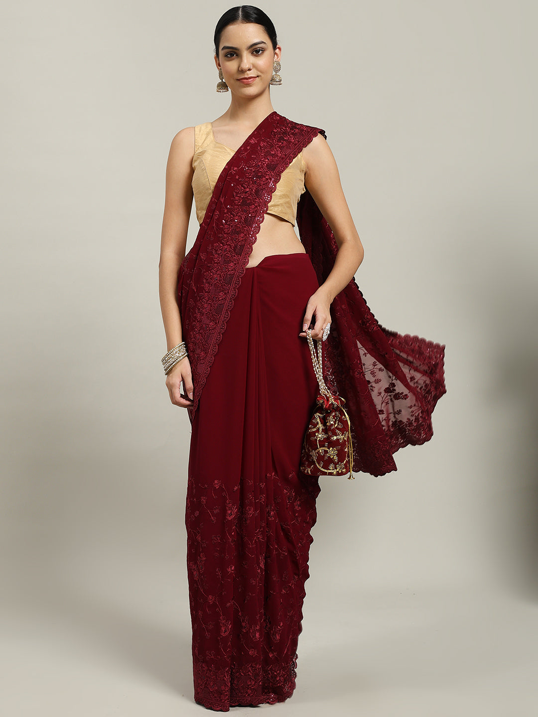 Resham Embroidered Georgette Saree