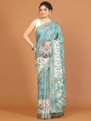 Digital Printed Tussar Woven Saree