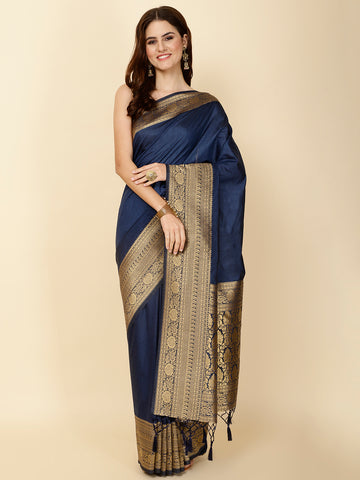 Plain Zari Border Woven Handloom Saree