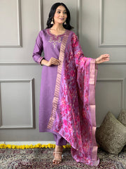 Resham Seqins Work Chanderi Kurta With Pant