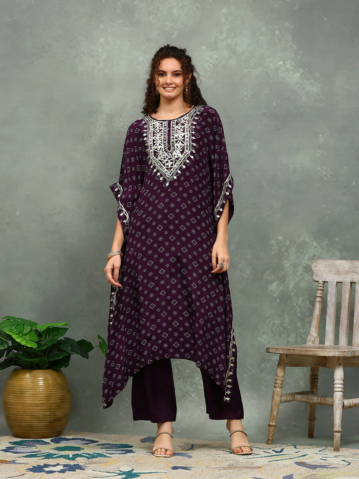 Printed Crepe Kurta With pants