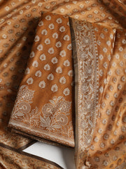 Woven Banarasi Chanderi Unstitched Suit With Dupatta