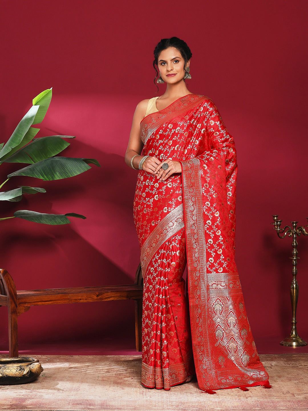 Woven Design Satin Saree