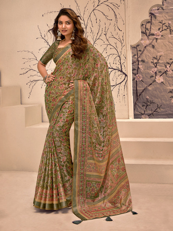Abstract Printed Art Silk Saree