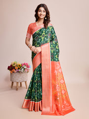 Patola Zari Border Art Silk Woven Saree