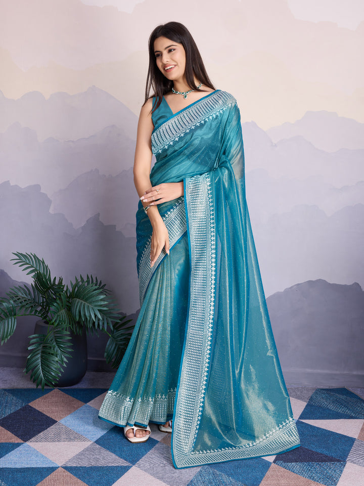 Embroidered Net Saree