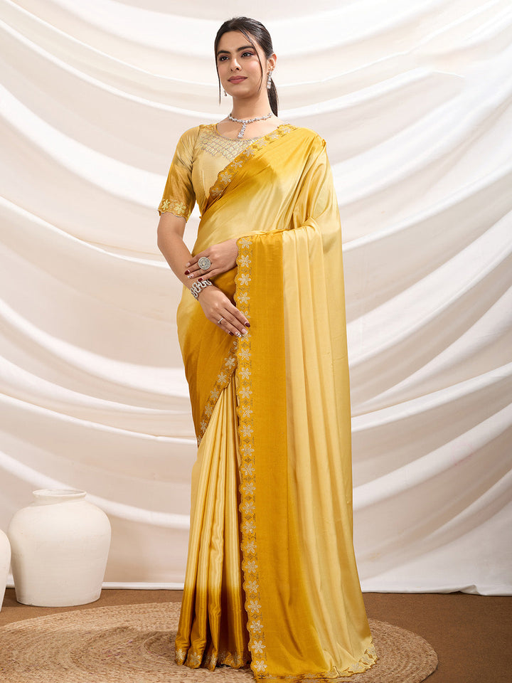 Embroidered Crepe Saree