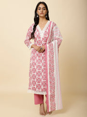 Printed Cotton Suit Set With Dupatta