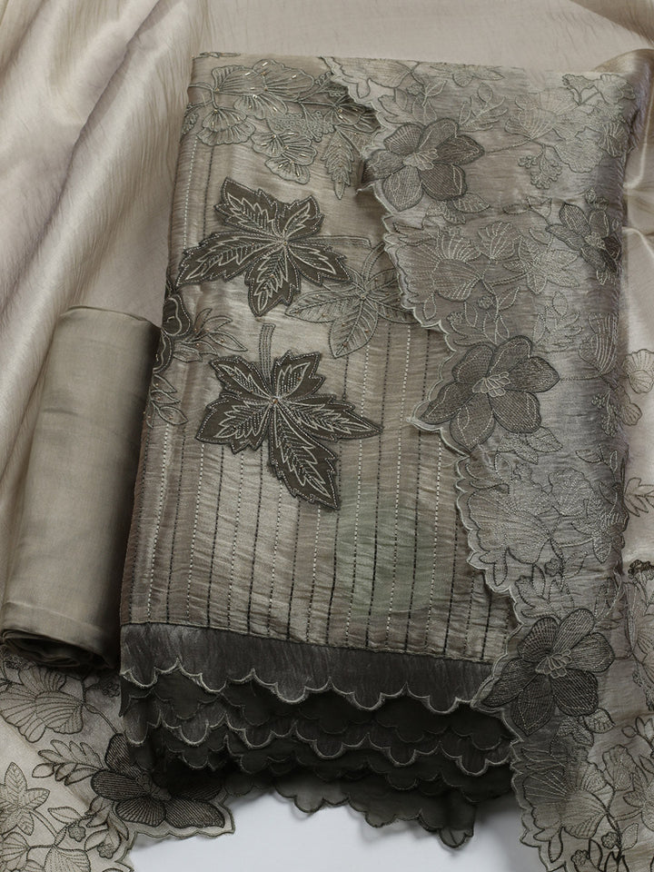 Embroidered Tissue Unstitched Suit With Dupatta