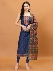 Printed Chanderi Unstitched Suit Piece With Dupatta