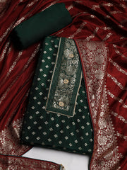 Zari Embroidered Chanderi Unstitched Suit With Dupatta