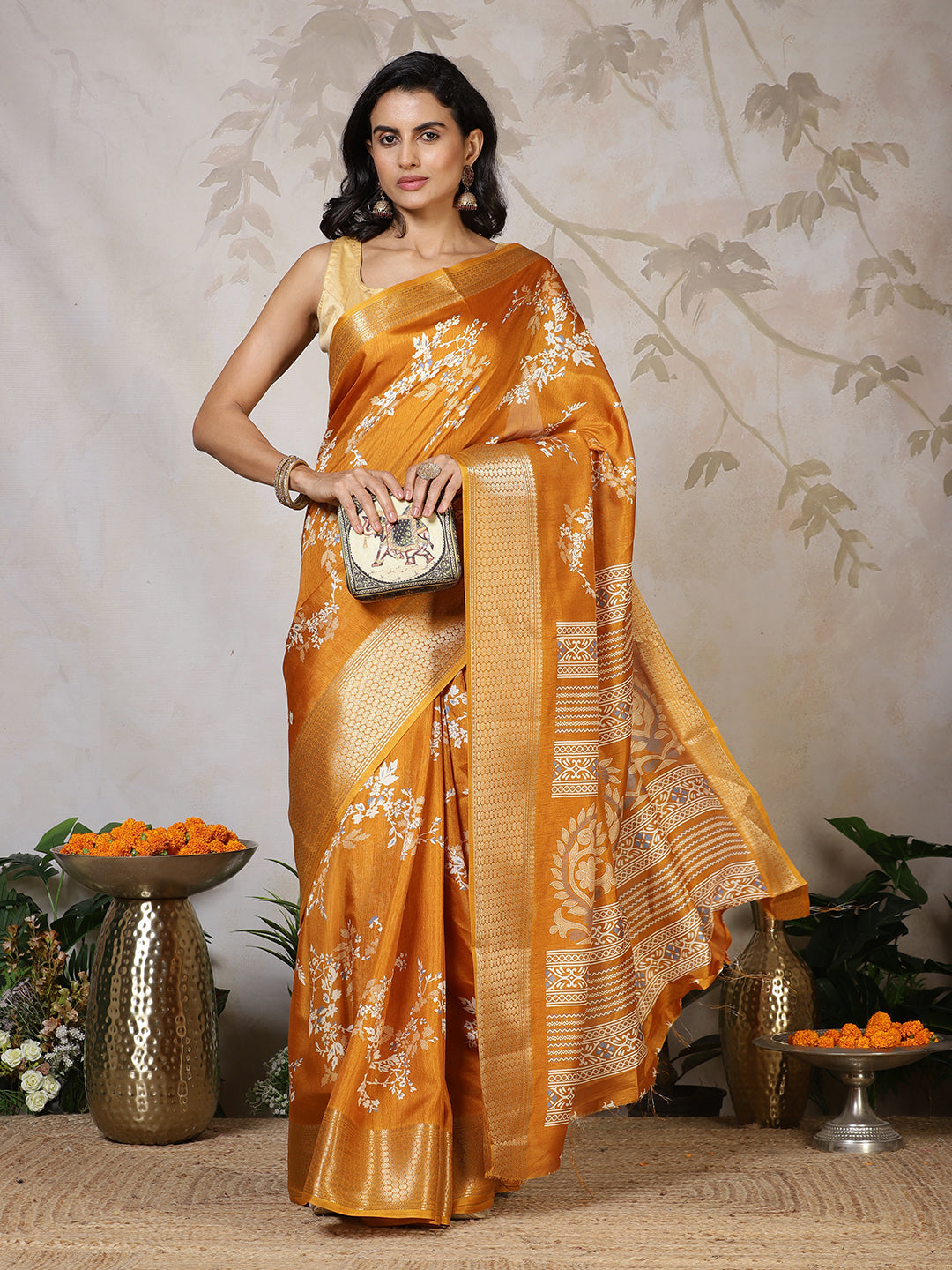 Woven Border Cotton Blend Saree