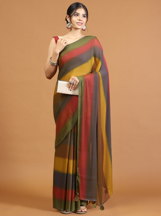 Printed & Stone Work Georgette Saree