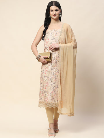 Printed Cotton Unstitched Suit Piece With Dupatta