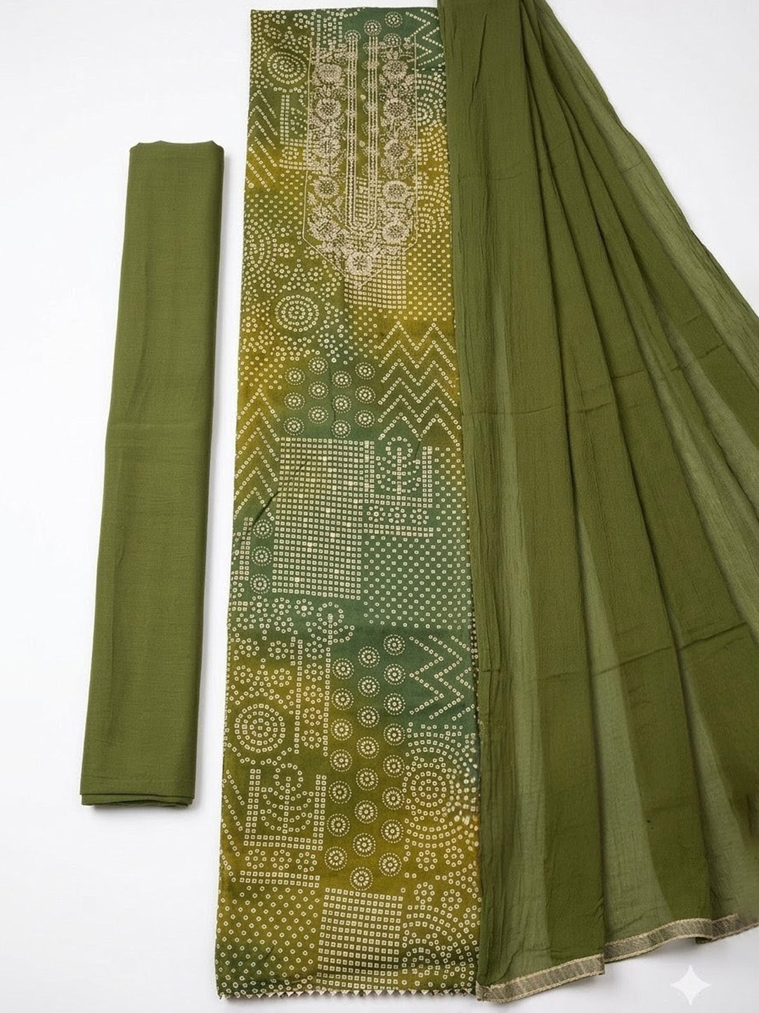 Embroidered Cotton Blend Unstitched Suit With Pant &amp; Dupatta