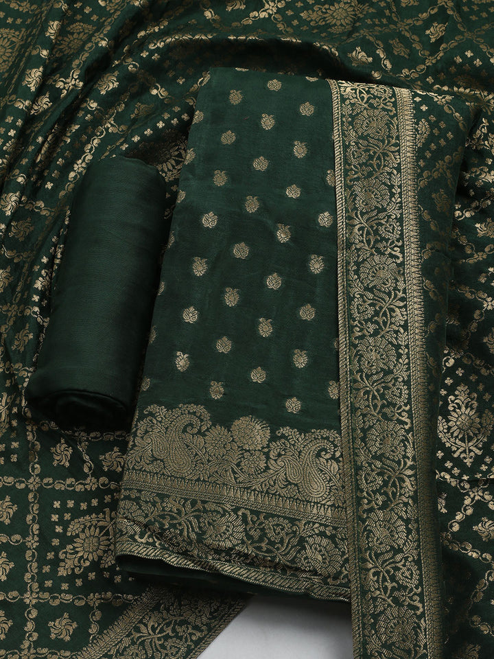 Woven Design Chanderi Unstitched Suit With Dupatta