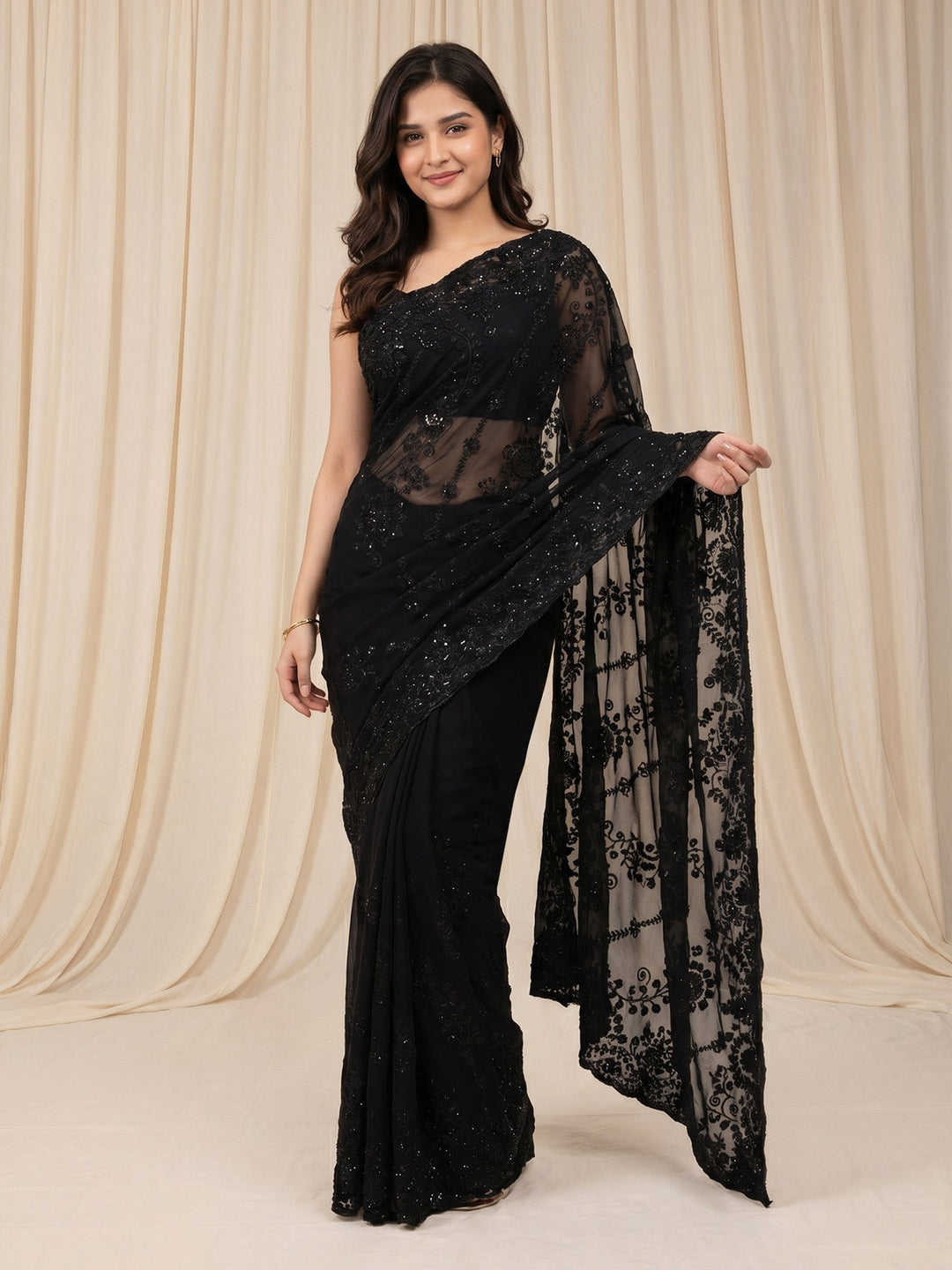 Embroidered Georgette Saree