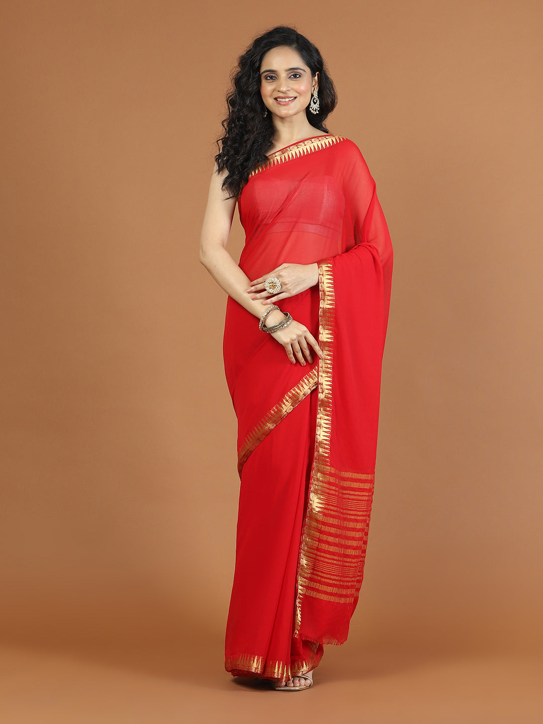 Zari Border Chiffon Woven Saree