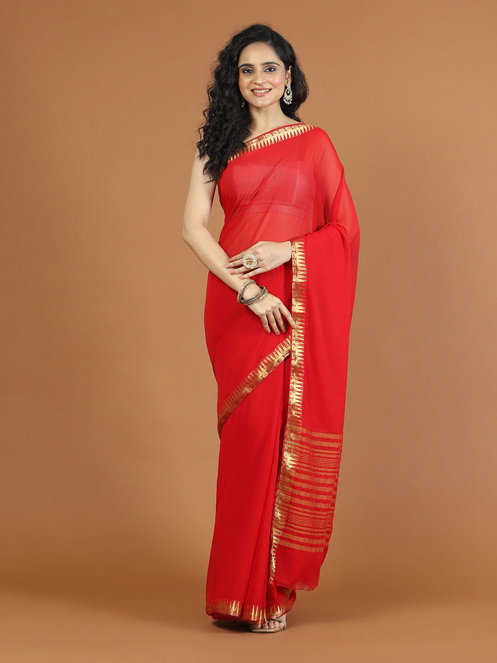 Zari Border Chiffon Woven Saree