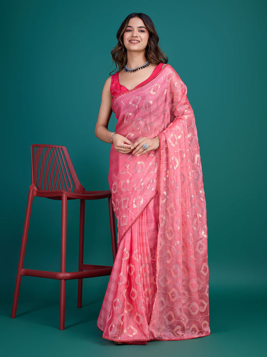 Sequence Embroidery Georgette Saree