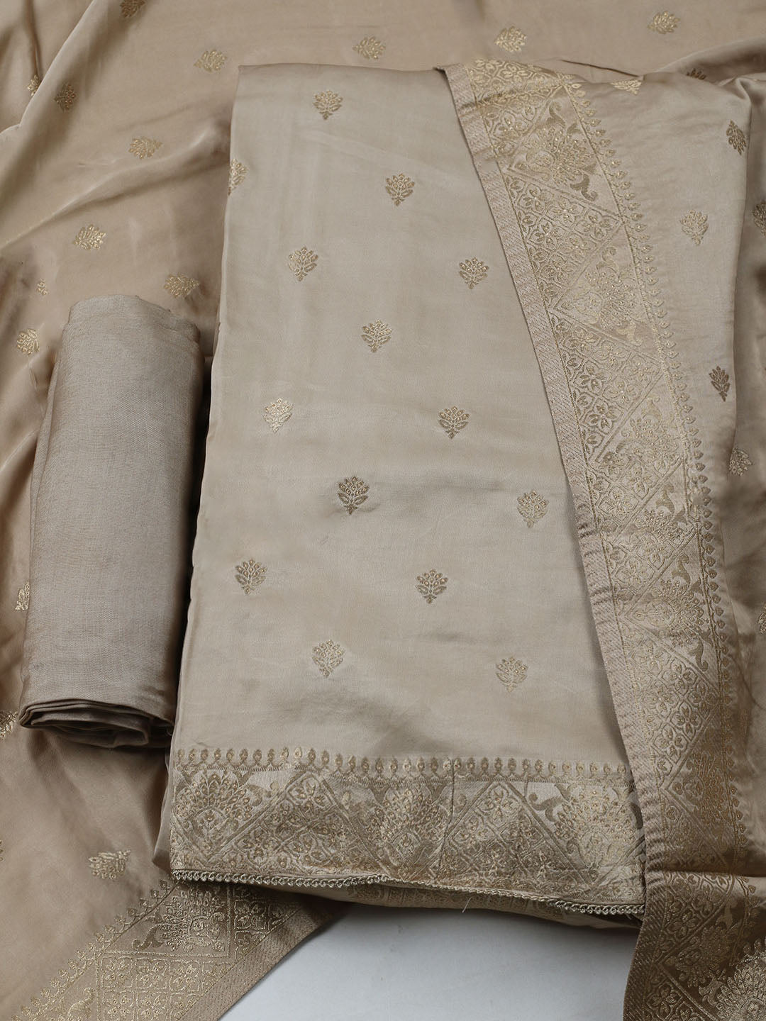 Woven Design Chanderi Unstitched Suit With Dupatta