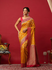 Plain Crepe Mustard-Rani Saree