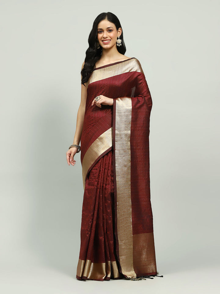 Embroidered Border Booti Art Silk Saree