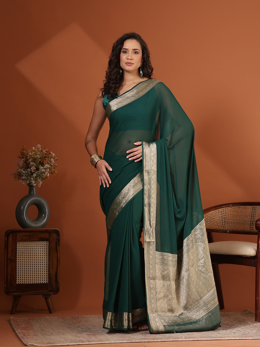Plain Chiffon Saree