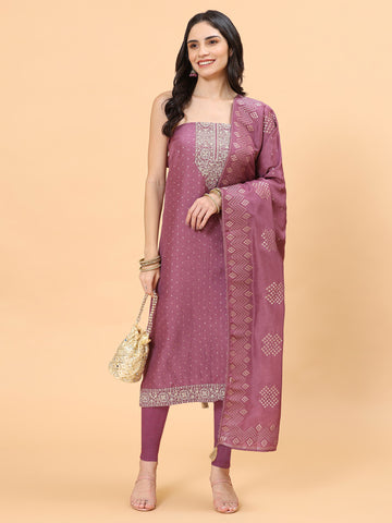 Neck Embroidered Handloom Unstitched Suit Piece With Dupatta