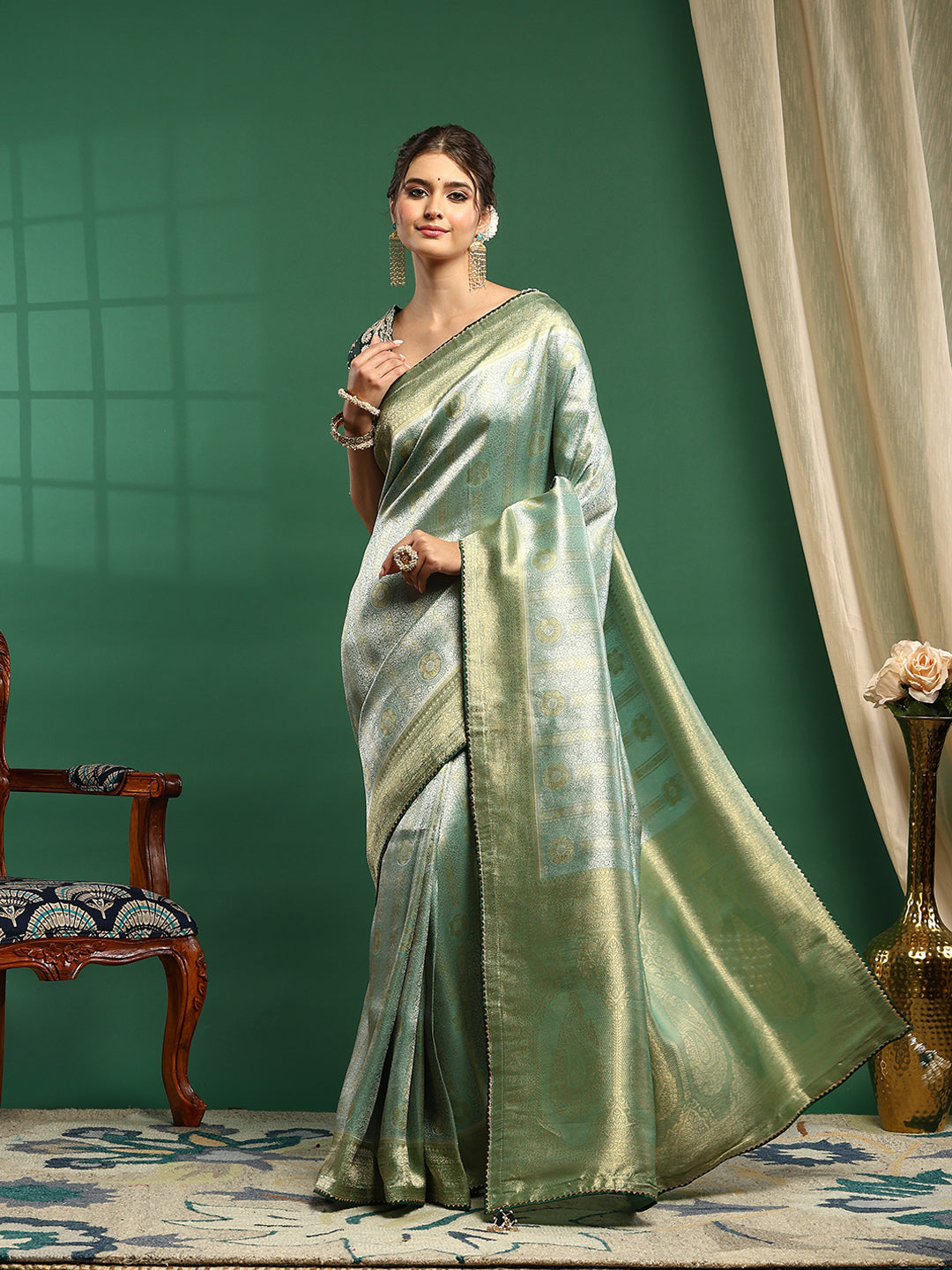Embroidered Dola Silk Saree