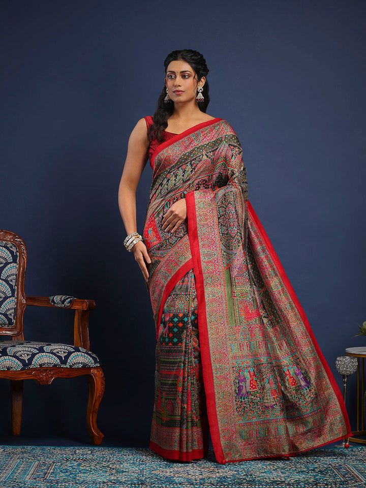 Digital Printed Art Silk Saree