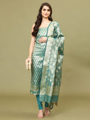 Woven Chanderi Unstitched Suit With Dupatta