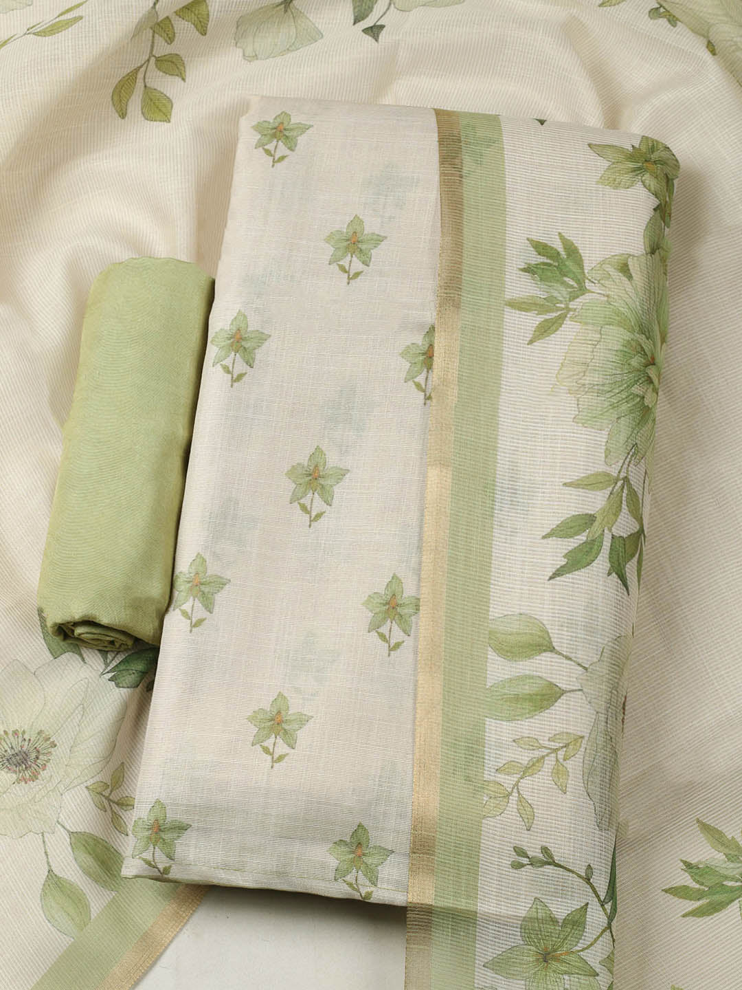 Printed Tissue Unstitched Suit With Pant &amp; Dupatta