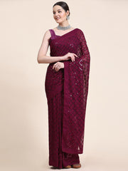 Sequin Embroidery Georgette Saree