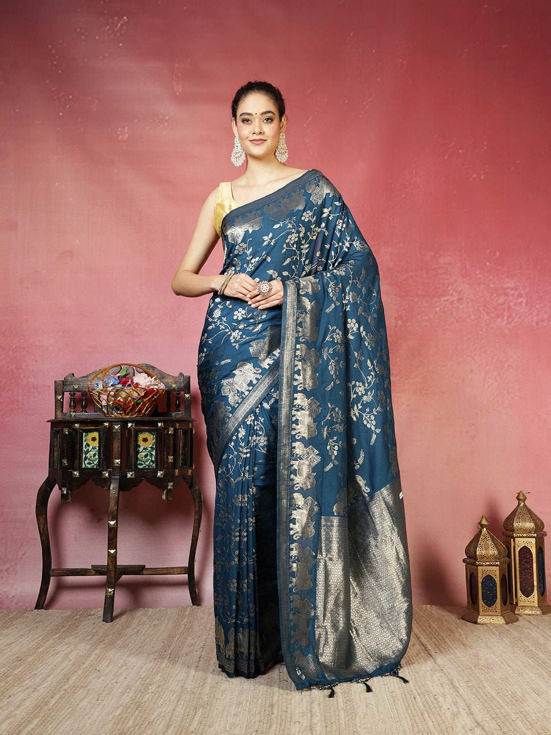 Embroidered Crepe Saree