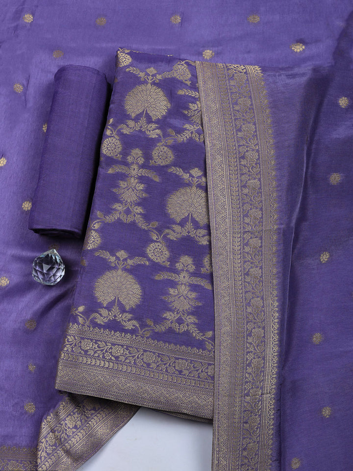 Woven Design Chanderi Unstitched Suit With Pant &amp; Dupatta