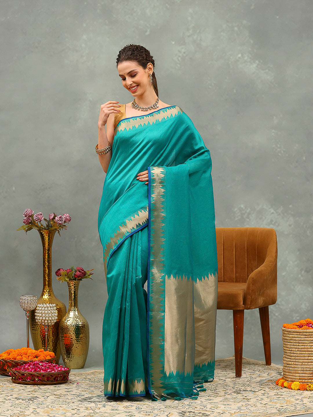 Embroidered Cotton Blend Saree