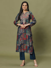 Digital Printed Muslin Kurta With Pants