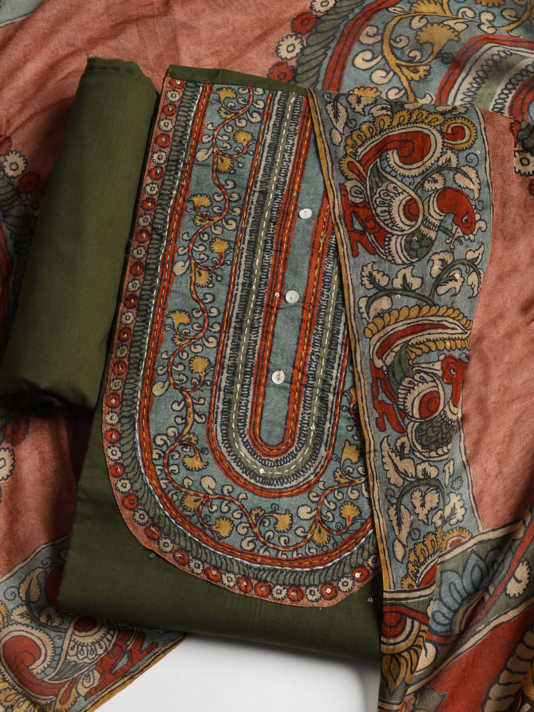 Printed Cotton Printed Unstitched Suit With Dupatta