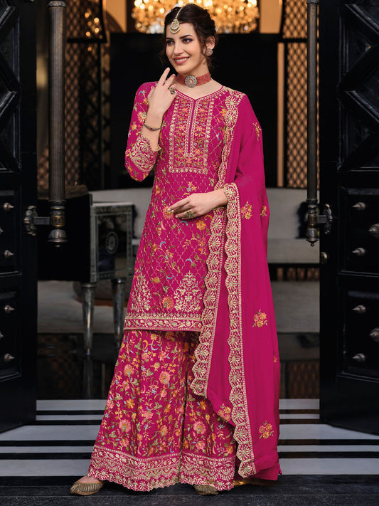 Embroidered & Sequin work Semi Stitched Suit