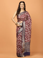 Floral Printed Art Silk Woven Saree