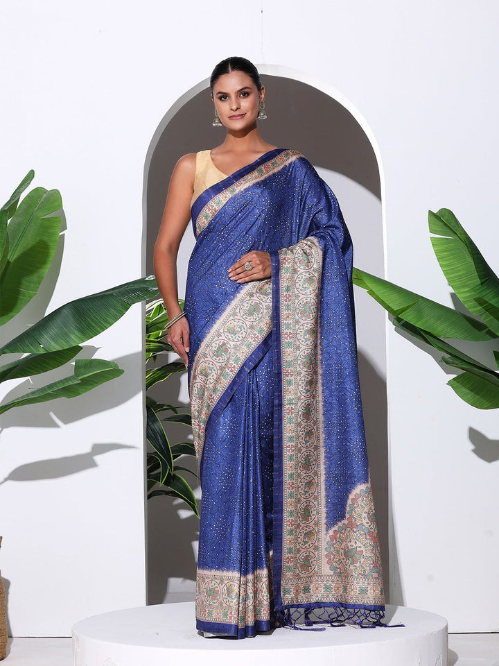 Printed Tussar Silk Saree