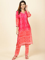 Bandhani Printed Crepe Kurta With Pants